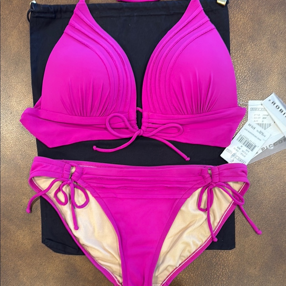 Robin Piccone Vibrant Pink Bikini Set, L top, M bottom